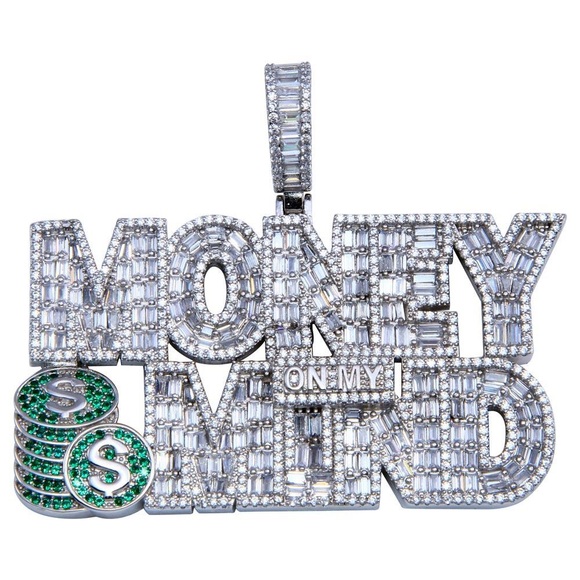 925 Sterling Silver Money On My Mind Cubic Zirconia Pendant - Picture 1 of 1